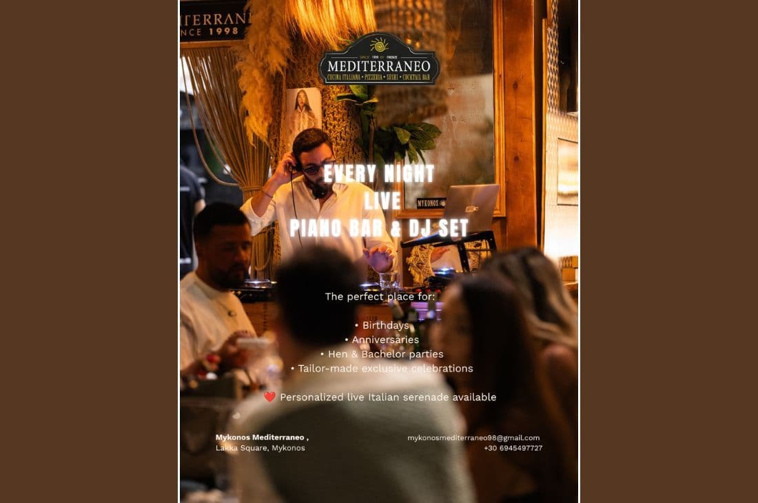 An image of Live Piano Bar and DJ Set | Mediterraneo Mykonos