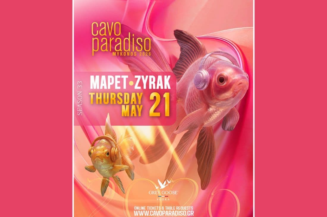 An image of 21 Μαΐου | MaPet x Zyrak | Cavo Paradiso | Μύκονος